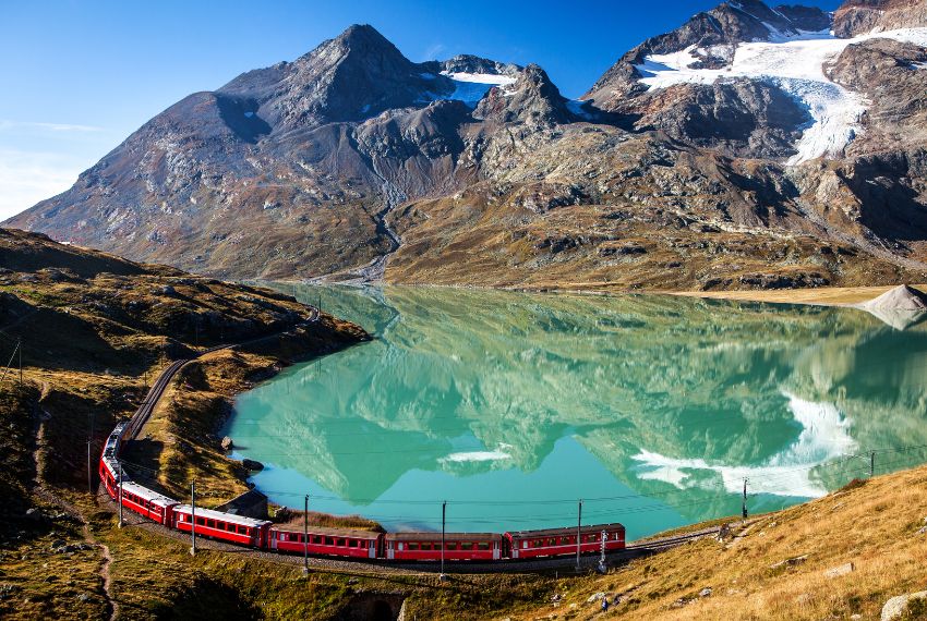 O norte de Itália a partir do comboio Bernina Express